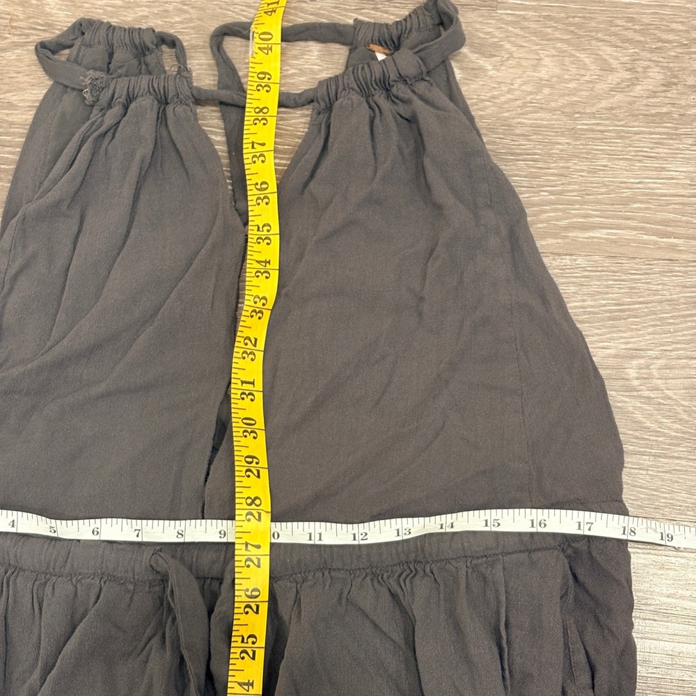 Free People Spring Love Midi Dress Carbon Gray Halter Open Back Pom Trim XS Boho - Picture 12 of 12